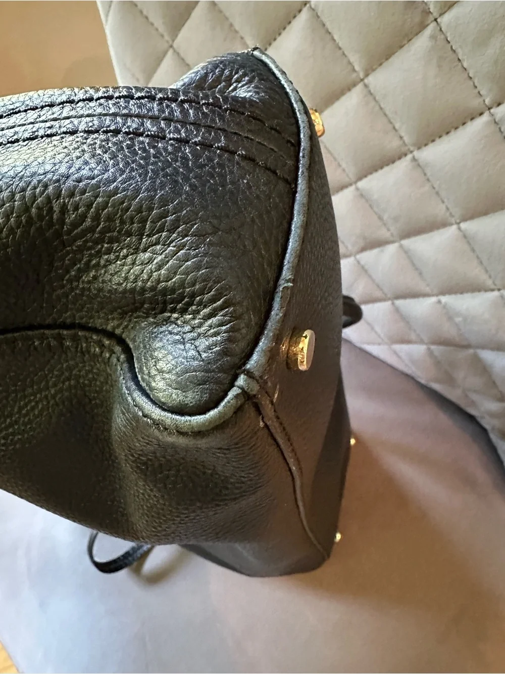 Kate Spade Black Pebbled Leather Tote with Gold Hardware Perfect for Laptop